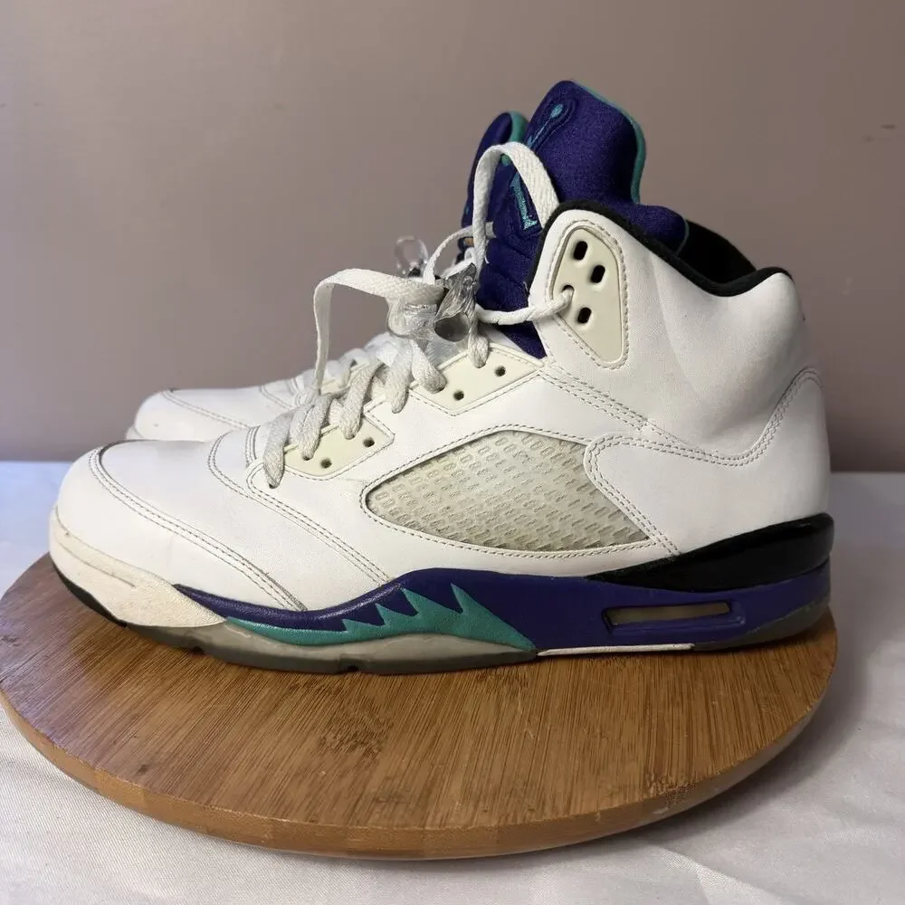Air Jordan 5 Retro Grape 2013 Men’s Size 12 White Purple Emerald 138027-108